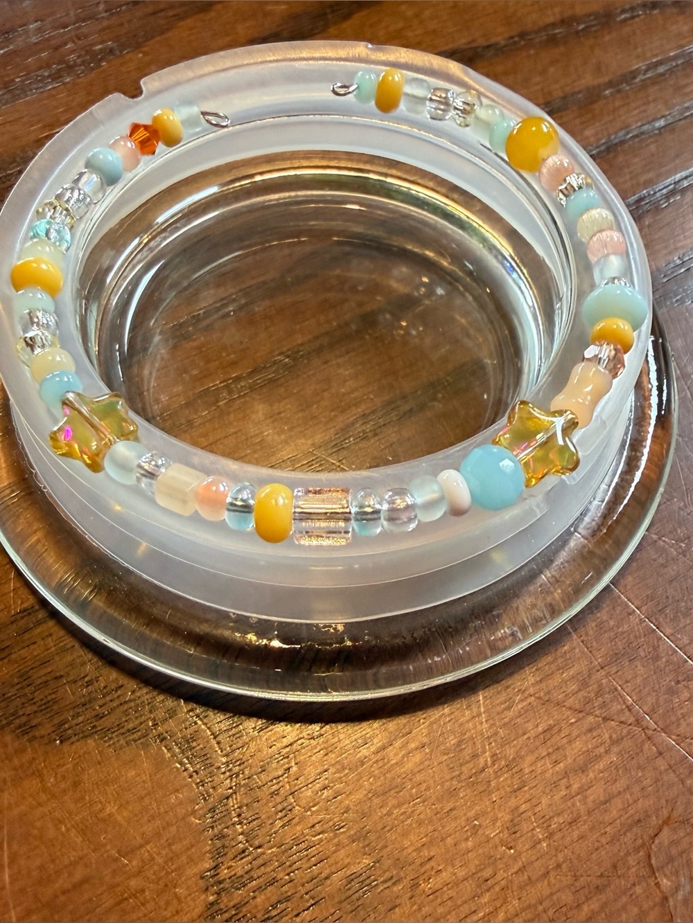 Beaded Star Stretch Bracelet - Pastel Yellow & Blue